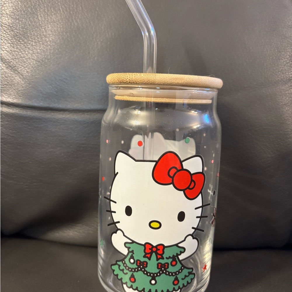 Hello Kitty Christmas Tree Clear Glass with Red Bow
